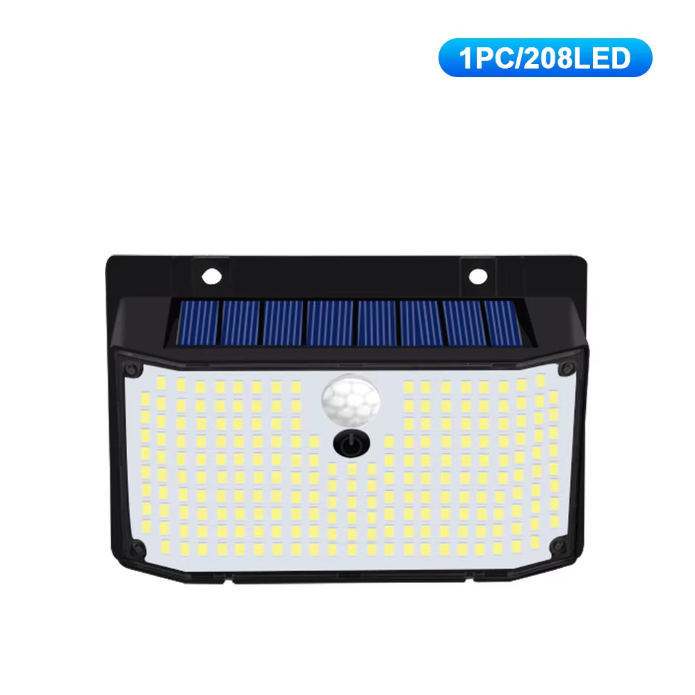 138 LED Solar Light Outdoor 4PCS Solar Wall Lamp Human Body Sensor 3 Mode Waterproof Garden Decor Street Lights Sunlight Powered
