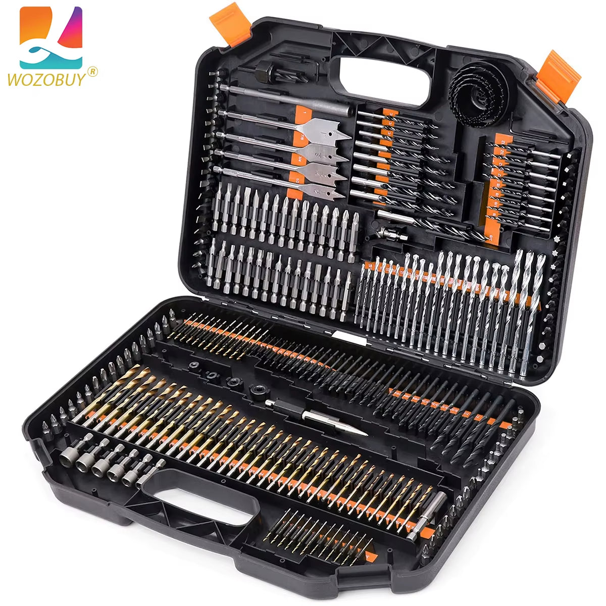 246Pcs HSS Bit Combination Tool Set Woodworking Hole Opener Twist Drill Cement Drill Construction Drill Flat Head Drill Sleeve