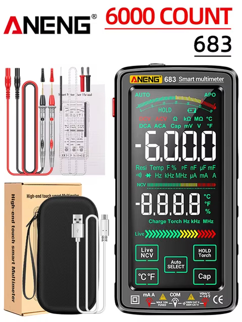 683 Smart Multimeter Rechargeable High-End Touch 6000 Counts Multimetro Test Multitester AC/DC Voltage Tester Current Tool