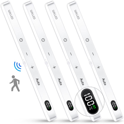 Motion Sensor Cabinet Light Battery Display 60 LED Touch Light Bar Wireless Rechargeable Battery Night Light