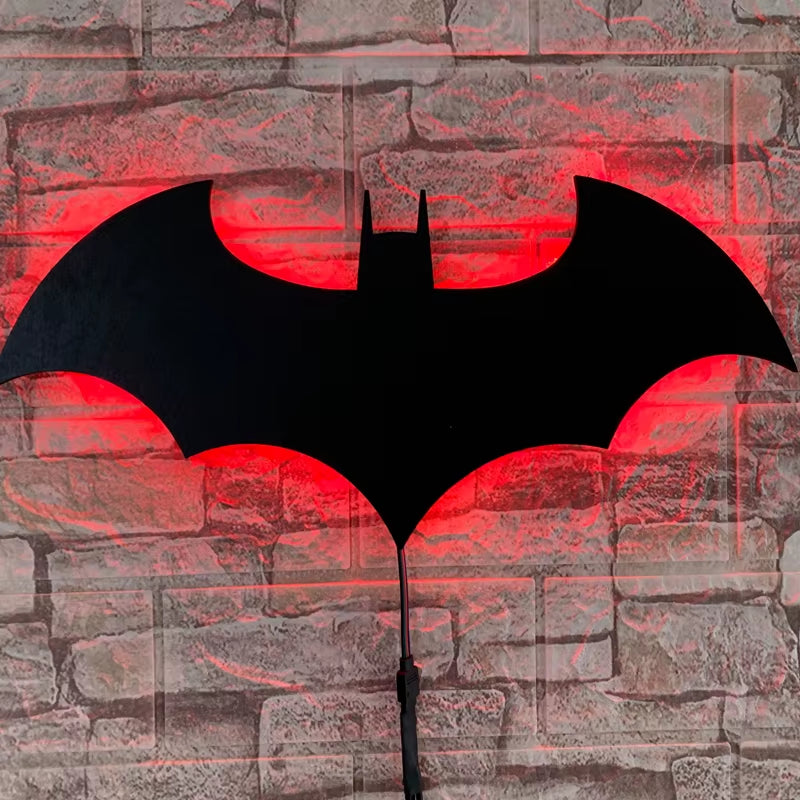 Creative Wooden Bat Wall Lamp — LED Ambient Art, Remote Control