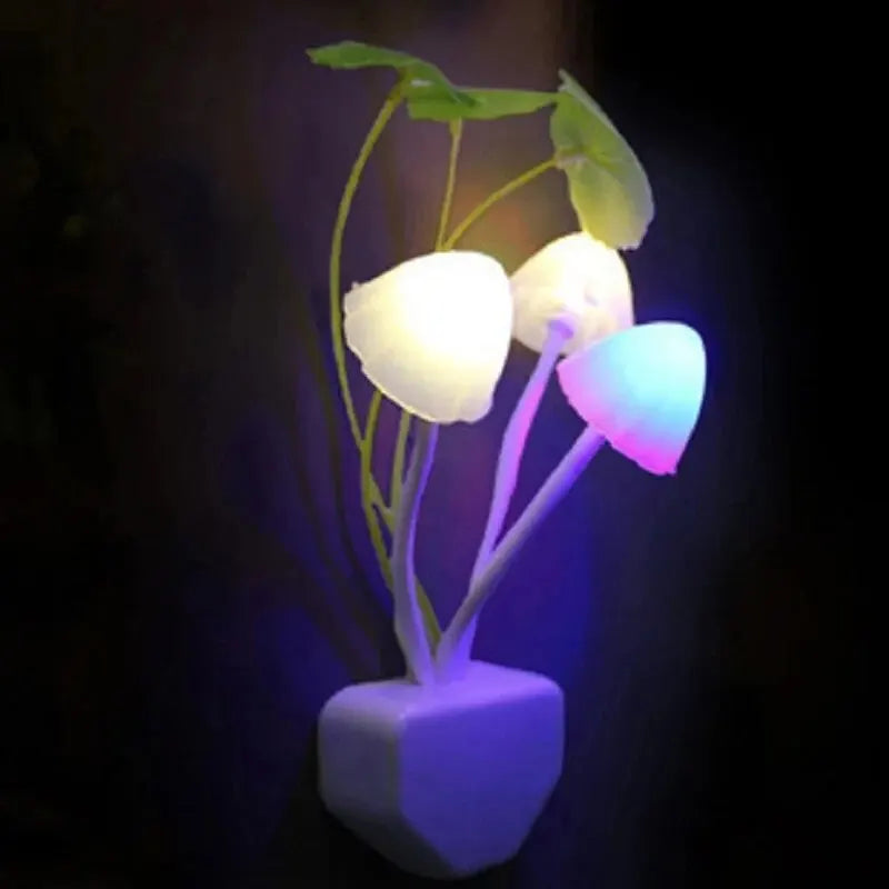 Automatic Sensor Colorful Mushroom Night Light — Plug‑In LED Lamp