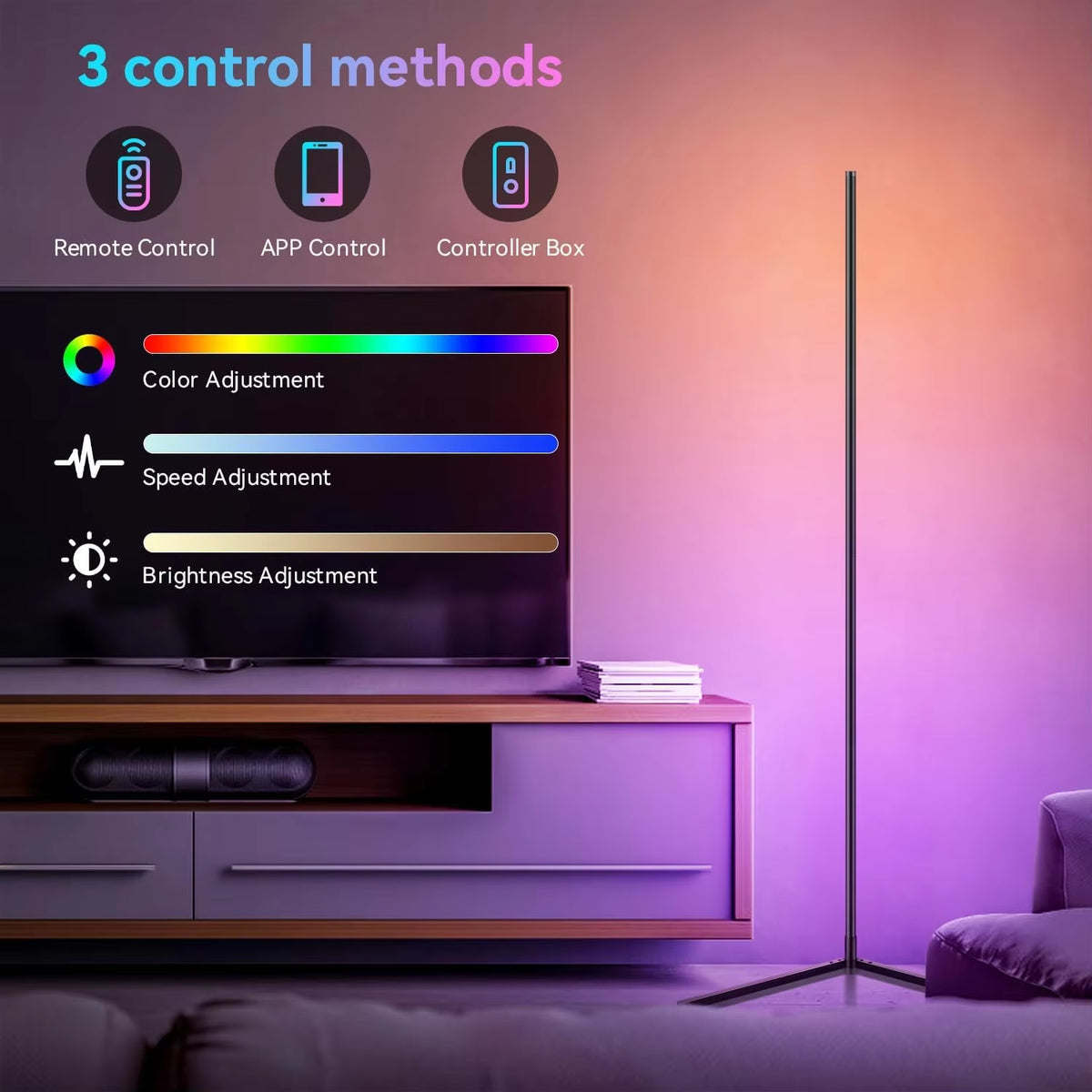 Smart RGB Corner Floor Lamp — App‑Controlled 160‑cm Ambient Light