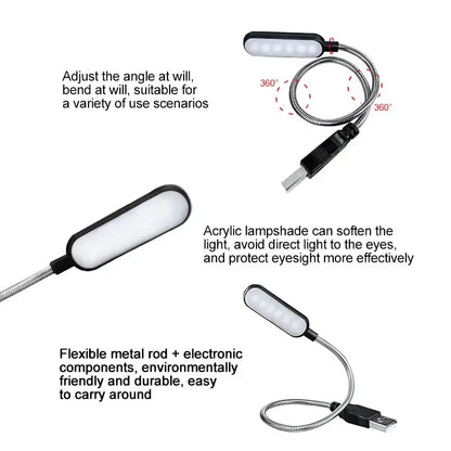 Mini USB Flexible LED Book Light — Portable, Bendable Reading Lamp