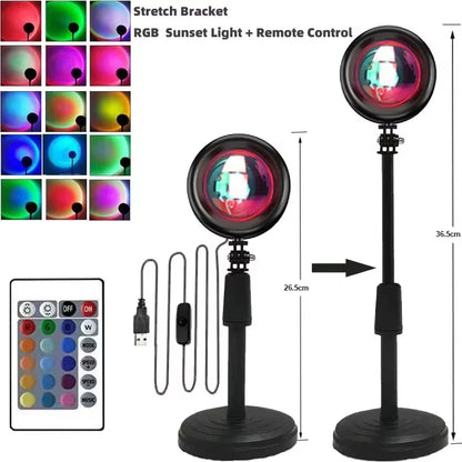 Sunset Horizon Projection Lamp — Rainbow Golden Hour Ambient Light