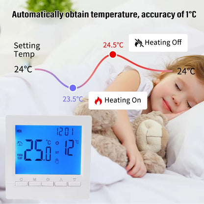 Digital Smart Thermostat Programmable Gas Boiler Heating Temperature Regulator Hand Controller Battery Thermostat with Kid Lock
