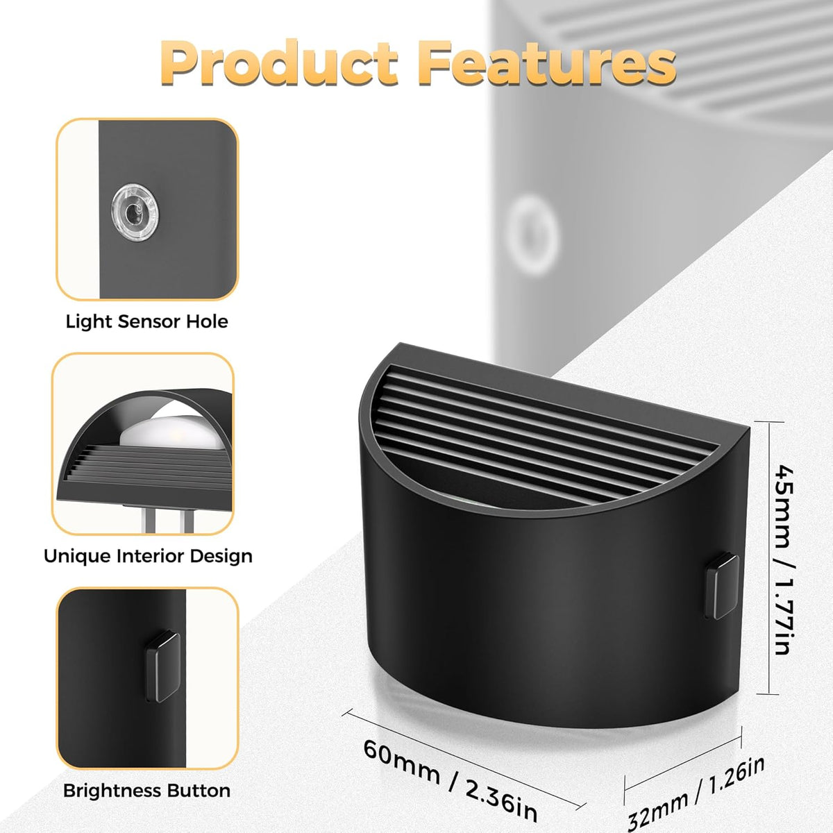 LED Night Light[2 Pack], Night Lights Plug into Wall, 3 Level Brightness Adjustable Plug in Night Light, Dusk to Dawn Sensor, Nightlights for Adults, Bedroom, Bathroom, Hallway, 3000K