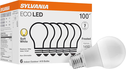 Sylvania ECO LED A19 Light Bulb, 60W Equivalent, Efficient 9W, 7 Year, 750 Lumens, Non-Dimmable, Frosted, 5000K, Daylight - 8 Pack (40883)