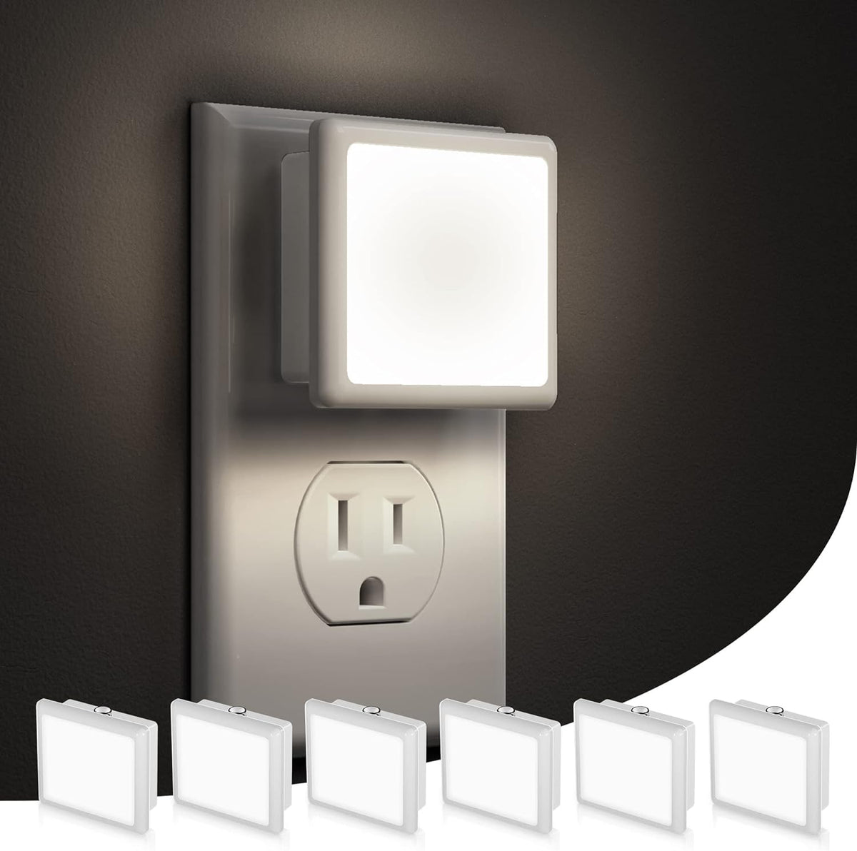 Night Light,Night Lights Plug into Wall, [6-Pack] Plug in Night Light, Dusk-To-Dawn Sensor, 3000K Soft White 0.3W Bright Nightlight Auto-On/Off for Adults Kids Bedroom Bathroom Hallway