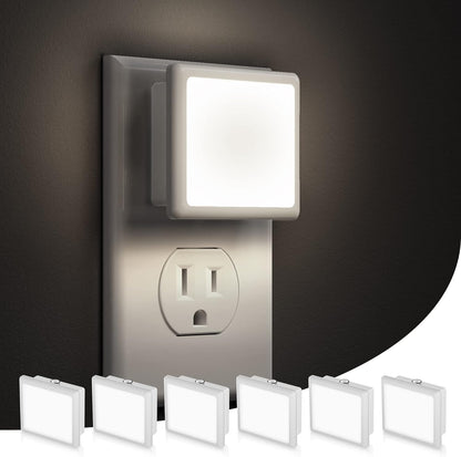 Night Light,Night Lights Plug into Wall, [6-Pack] Plug in Night Light, Dusk-To-Dawn Sensor, 3000K Soft White 0.3W Bright Nightlight Auto-On/Off for Adults Kids Bedroom Bathroom Hallway