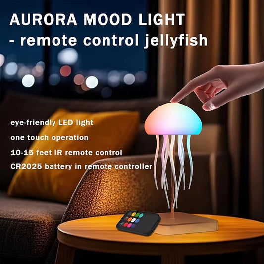 LED Jellyfish Mood Lamp — Color‑Gradient, Ultra‑Long Battery, Remote Control