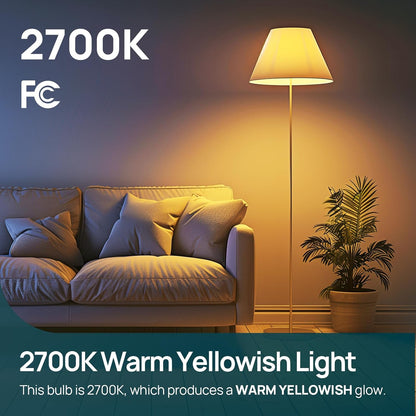 A19 LED Light Bulbs Dimmable, 60W Equivalent, Energy Efficient 9W, 2700K, 800 Lumens, E26 Standard Base, Lighting for Bedroom Living Room Home Office, 6 Packs