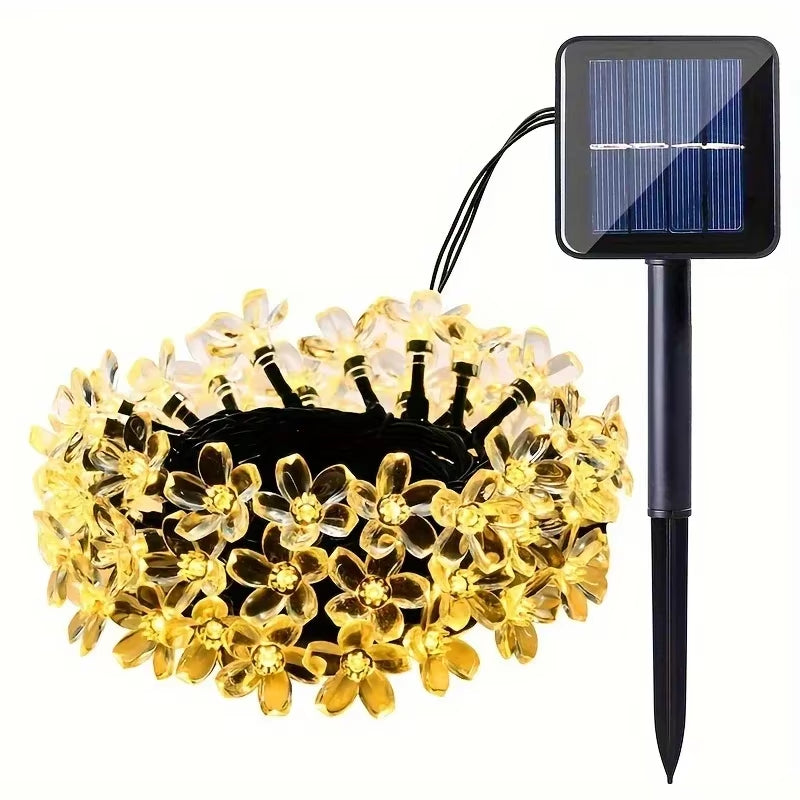 1Pc 6.5M30LED Solar String Sakura Lights LED Outdoor Waterproof Festival Garden Decorative Lights Solar Garden Light