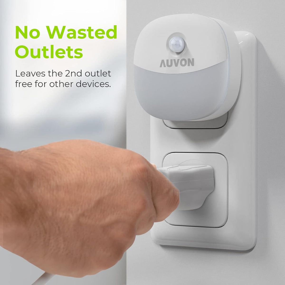Plug in Night Light with Motion Sensor and Dusk to Dawn Sensor, Mini Warm White LED Nightlight with 1-50 Lm Adjustable Brightness for Bathroom, Hallway, Stairs, Bedroom, Kitchen, 4 Packs