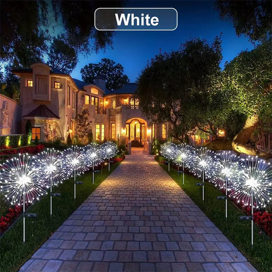 1/2/4PCS Solar Firework Light Waterproof Outdoor 8 Lighting Modes 90-200LED Fairy String Light Christmas 3 Colors Garden Lights