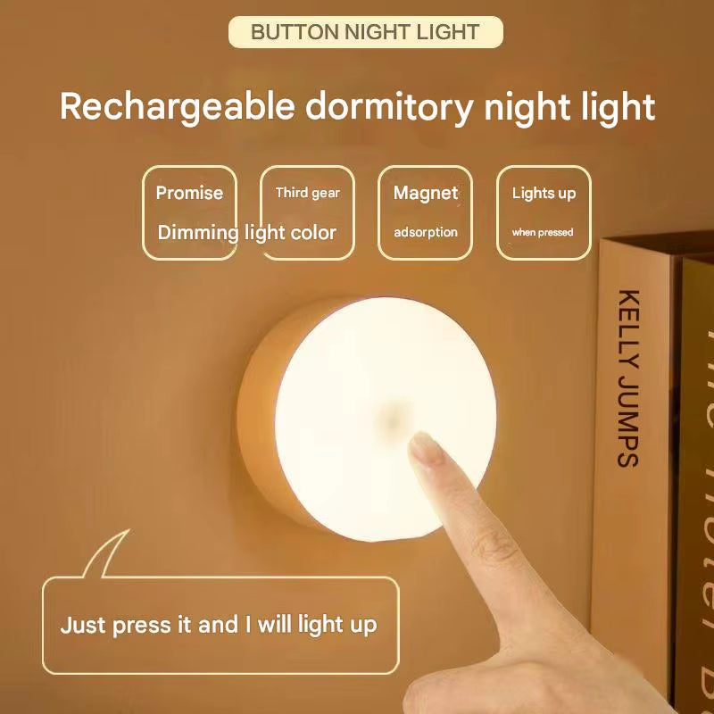 New Dormitory Night Light Bedside Light Learning Desk Lamp Eye Protection Charging Energy-Saving Button Magnetic Student Light W