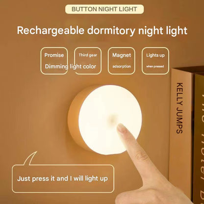 New Dormitory Night Light Bedside Light Learning Desk Lamp Eye Protection Charging Energy-Saving Button Magnetic Student Light W