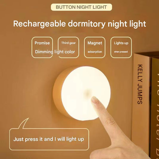 New Dormitory Night Light Bedside Light Learning Desk Lamp Eye Protection Charging Energy-Saving Button Magnetic Student Light W