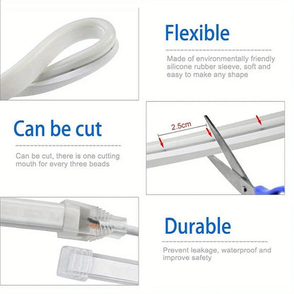 Flexible Neon LED Strip — Touch‑Dimmable, Waterproof, USB‑Powered