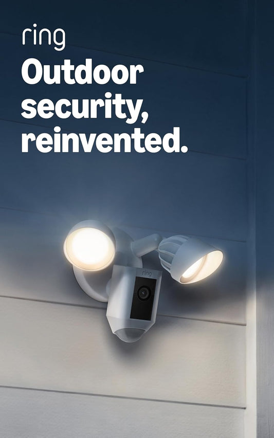 Floodlight Cam Wired plus (Newest Model), Outdoor Home or Business Security with Motion-Activated 1080P HD Video and Floodlights, White