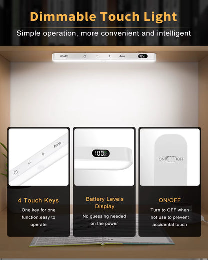 Motion Sensor Cabinet Light Battery Display 60 LED Touch Light Bar Wireless Rechargeable Battery Night Light