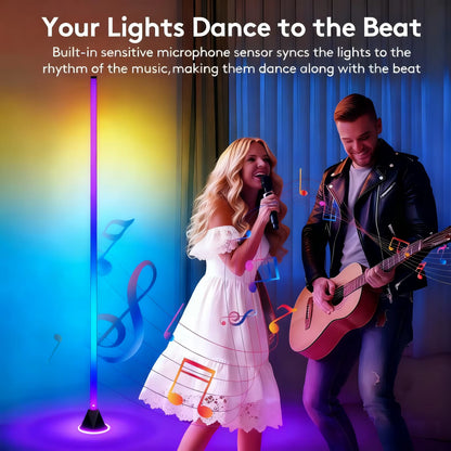 Smart RGB LED Corner Floor Lamp 160CM Bright Standing Lamp for Living Room with APP and Remote,Modern Floor Lamp with Music Sync