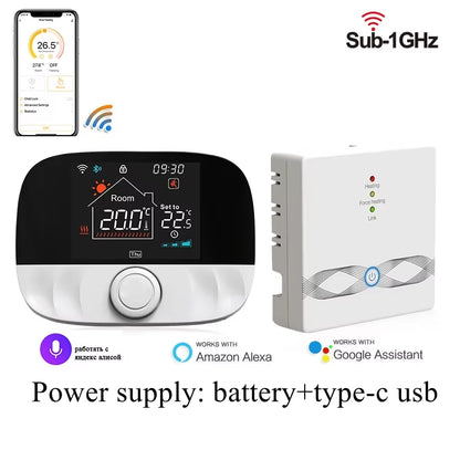 RF Wireless Thermostat Smart Wifi Floor Heating for Gas Boiler Battery Powered Tuya Temperature Controller Receiver Alice Google