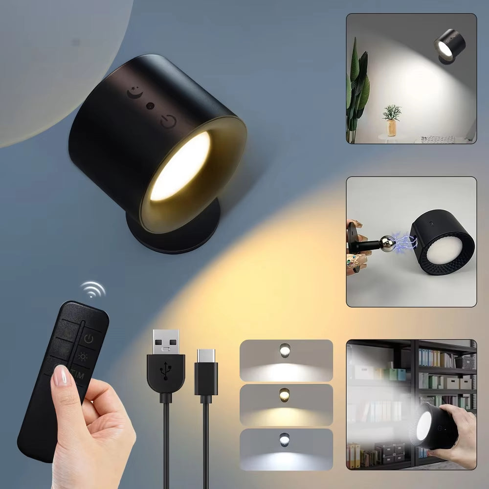 Touch‑Control Double‑Head LED Wall Sconce — 360° Rotating, Wireless, Multi‑Color
