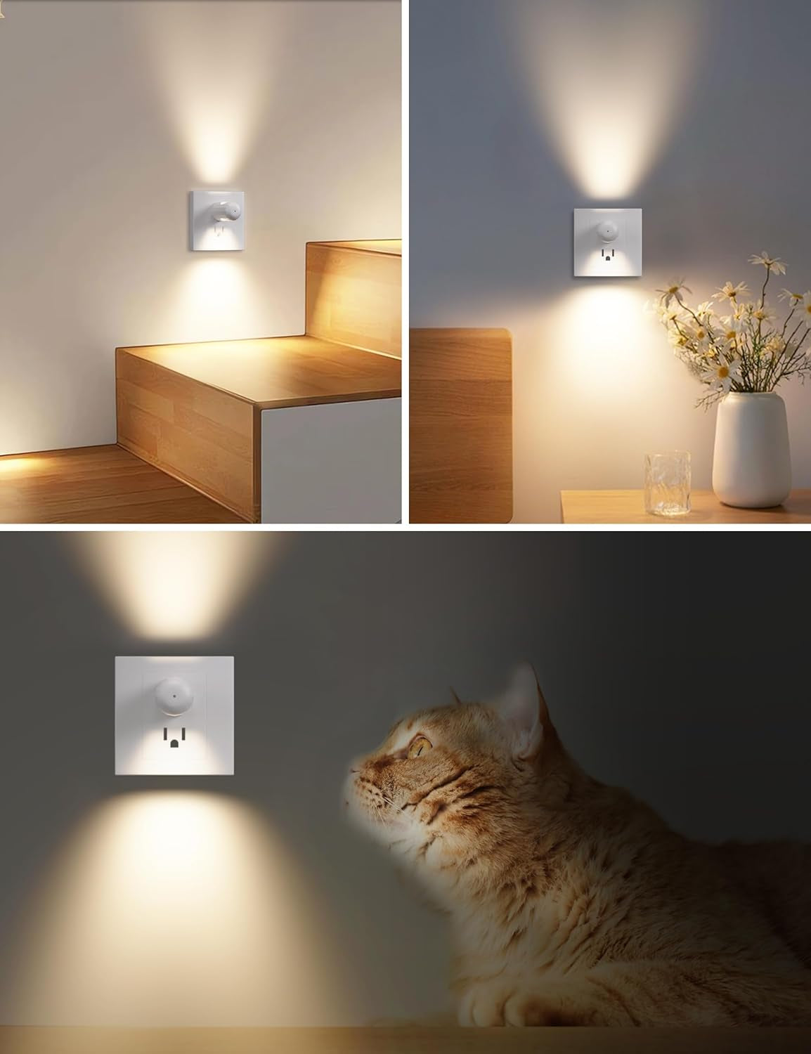 6-Pack LED Night Light Plug-In Wall Outlet Light, Soft White 3000K,Dusk to Dawn Nightlight,Ambient Lighting,Nightlight for Bedroom, Bathroom, Nursery, Hallway, Kitchen