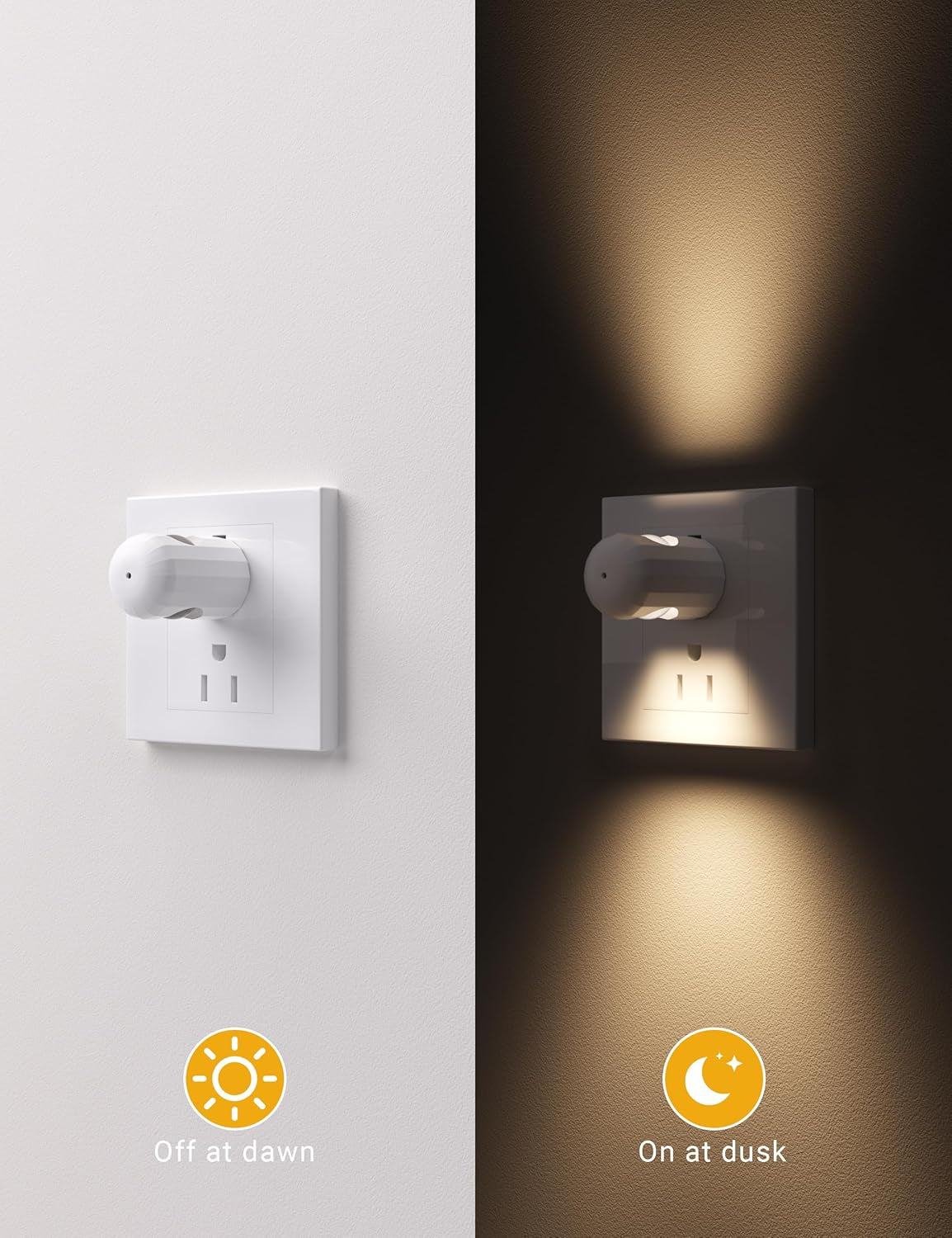 6-Pack LED Night Light Plug-In Wall Outlet Light, Soft White 3000K,Dusk to Dawn Nightlight,Ambient Lighting,Nightlight for Bedroom, Bathroom, Nursery, Hallway, Kitchen