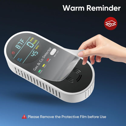 4 in 1 Upgraded Natural Gas Leak Detector and Carbon Monoxide Detectors, Dual Sensor Gas Leak Detector & Carbon Monoxide Detectors Plug in (Temperature & Humidity) for Home, RV (Black)