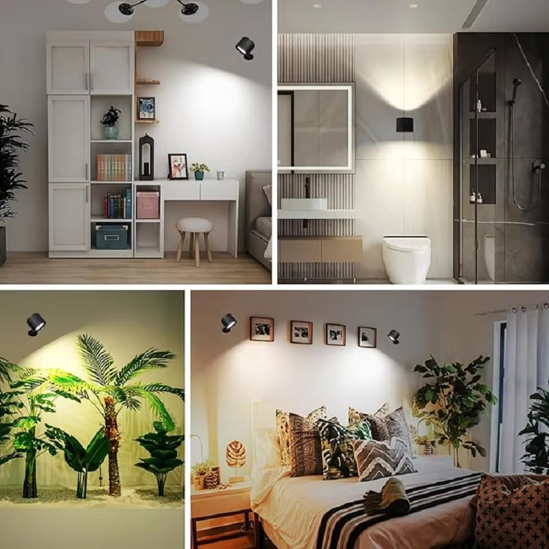 Touch‑Control Double‑Head LED Wall Sconce — 360° Rotating, Wireless, Multi‑Color